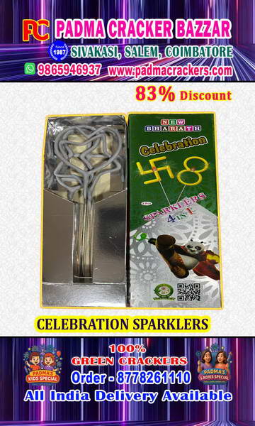 Celebration Shapes mix – 4 Pc (Heart Sparkler,8 Sparkler, Star Sparkler, Magic Wind )